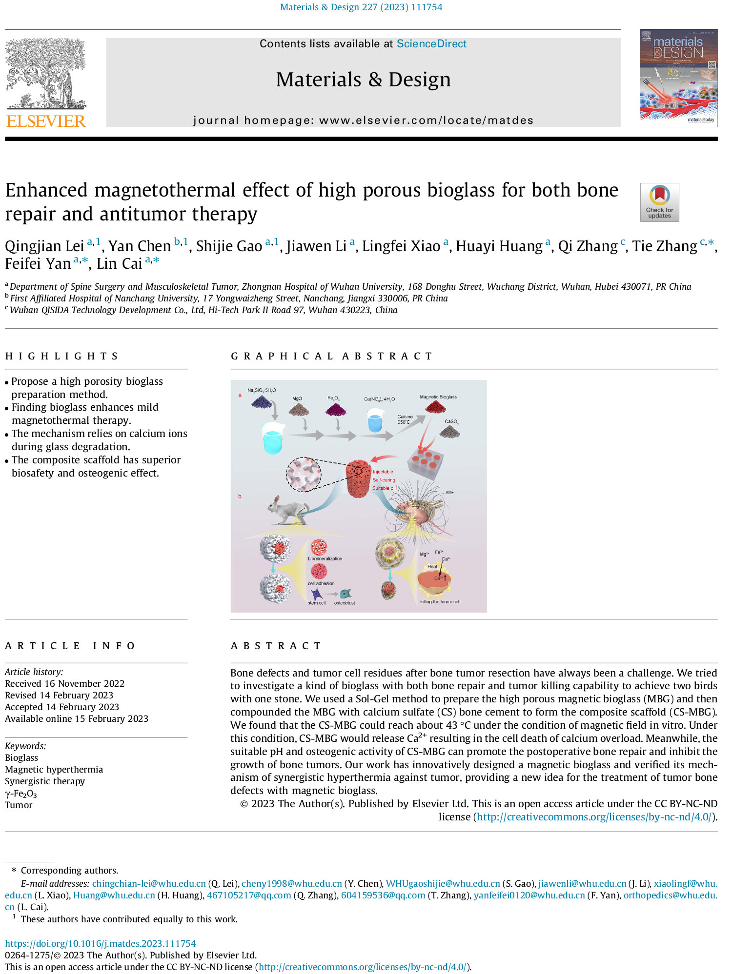Enhanced magnetothermal effect of high porous bioglass for both bone repair and antitumor therapy