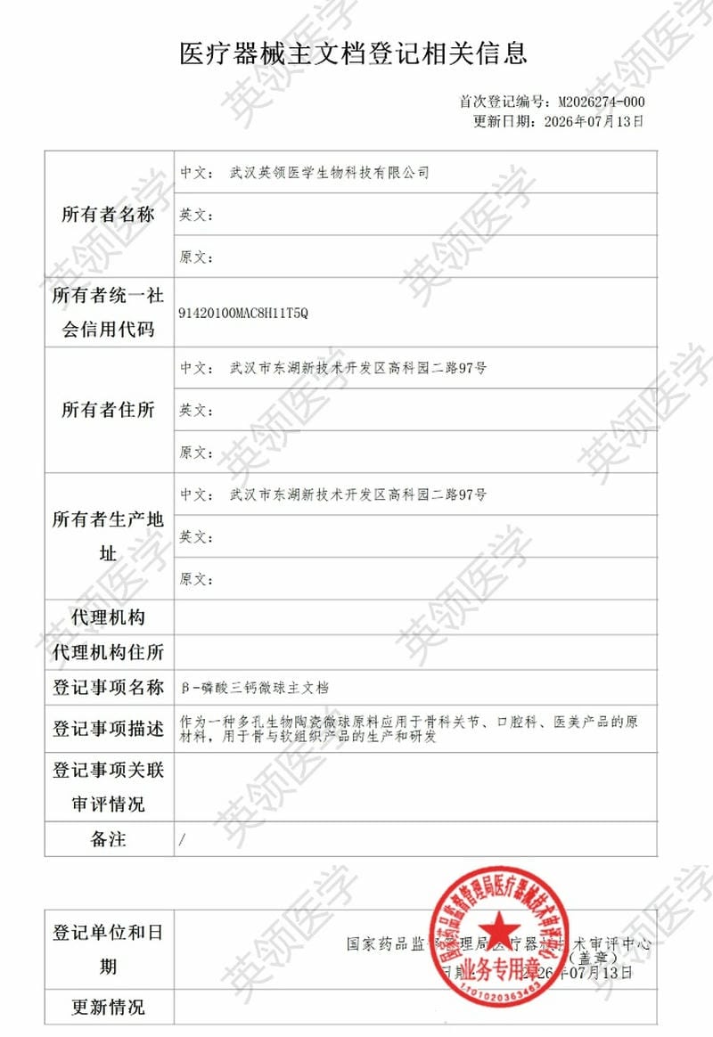 Medical Device Master File registration document